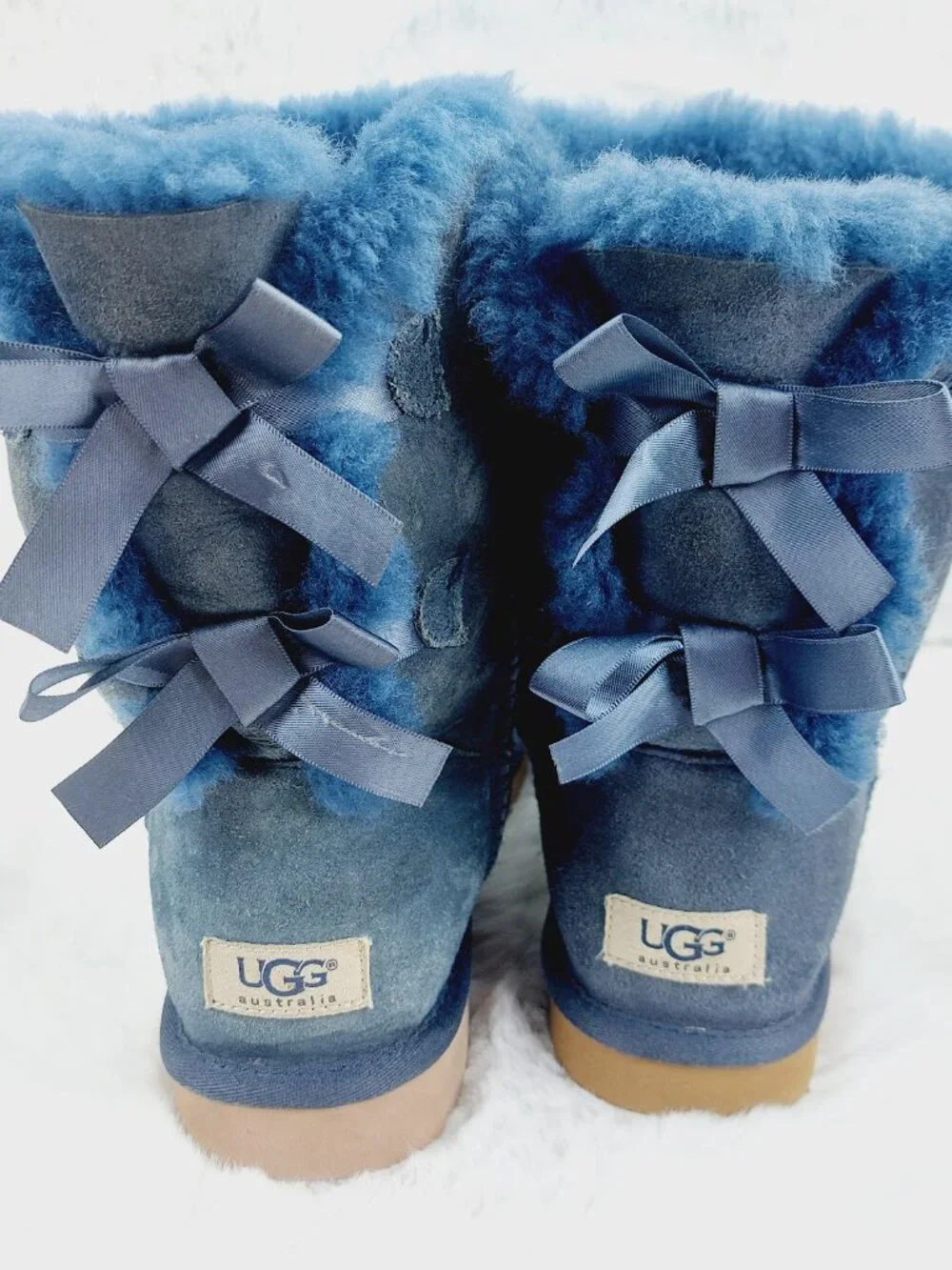 UGG Women's Royal Blue Bailey Bow Mid-Calf Suede Winter Boots Size 8